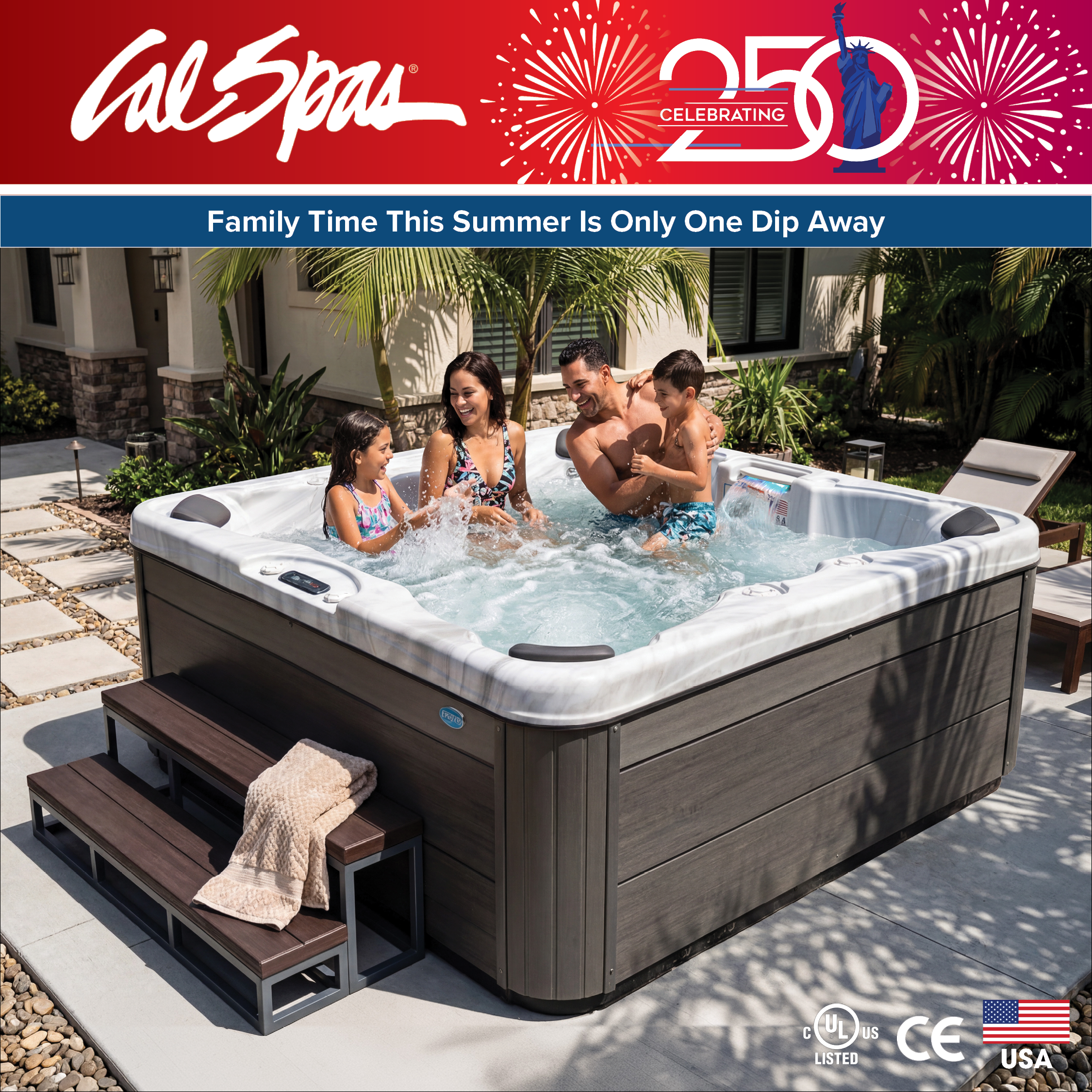 Calspas hot tub being used in a family setting - Navajo Dam